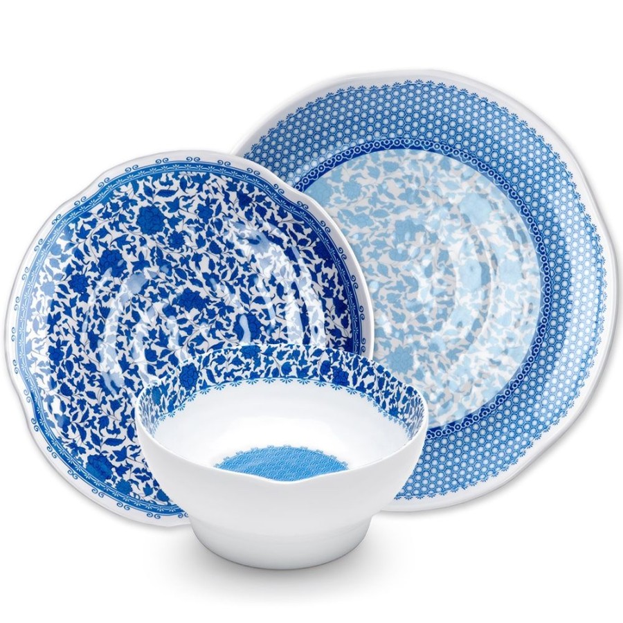 Dinnerware Q Squared | Heritage Blue Melamine 12Pc Dinnerware Set