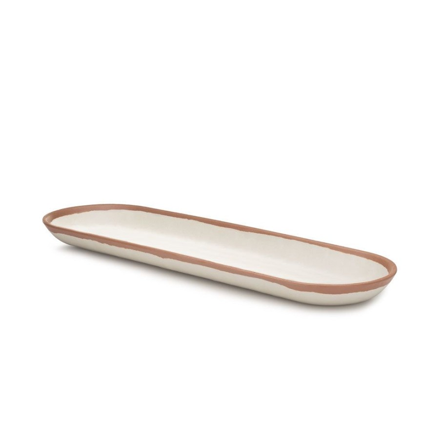 Serveware Q Squared | Potter Terracotta Brown Melaboo Long Oval Platter