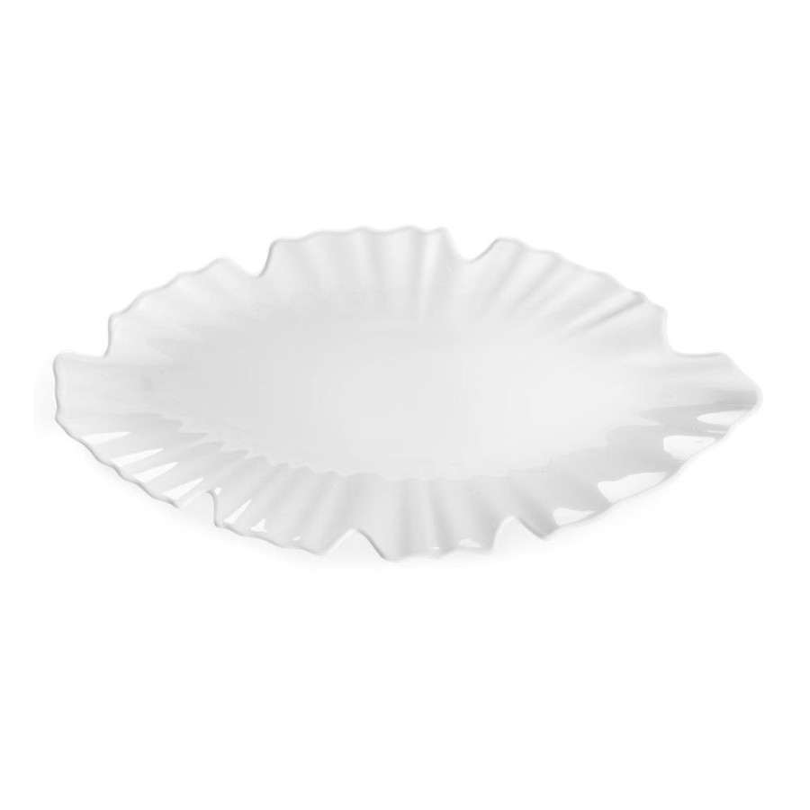 Serveware Q Squared | Zen White Melamine Small Leaf Platter