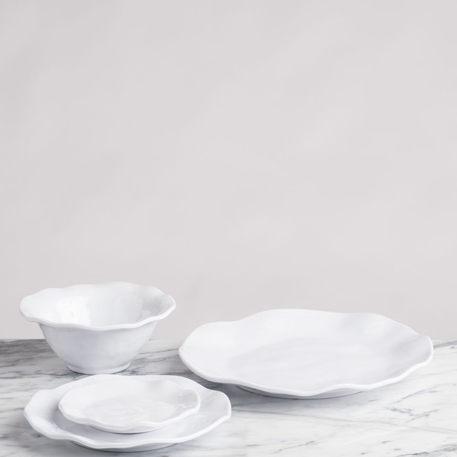 Sets & Gifts Q Squared | Ruffle White Melamine Round 12Pc Dinnerware Set