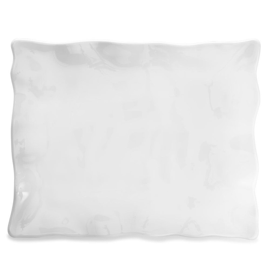 Serveware Q Squared | Ruffle White Melamine Rectangle Large Platter