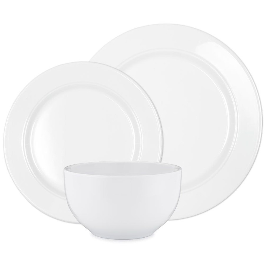 Dinnerware Q Squared | Diamond White Melamine Round 12Pc Dinnerware Set