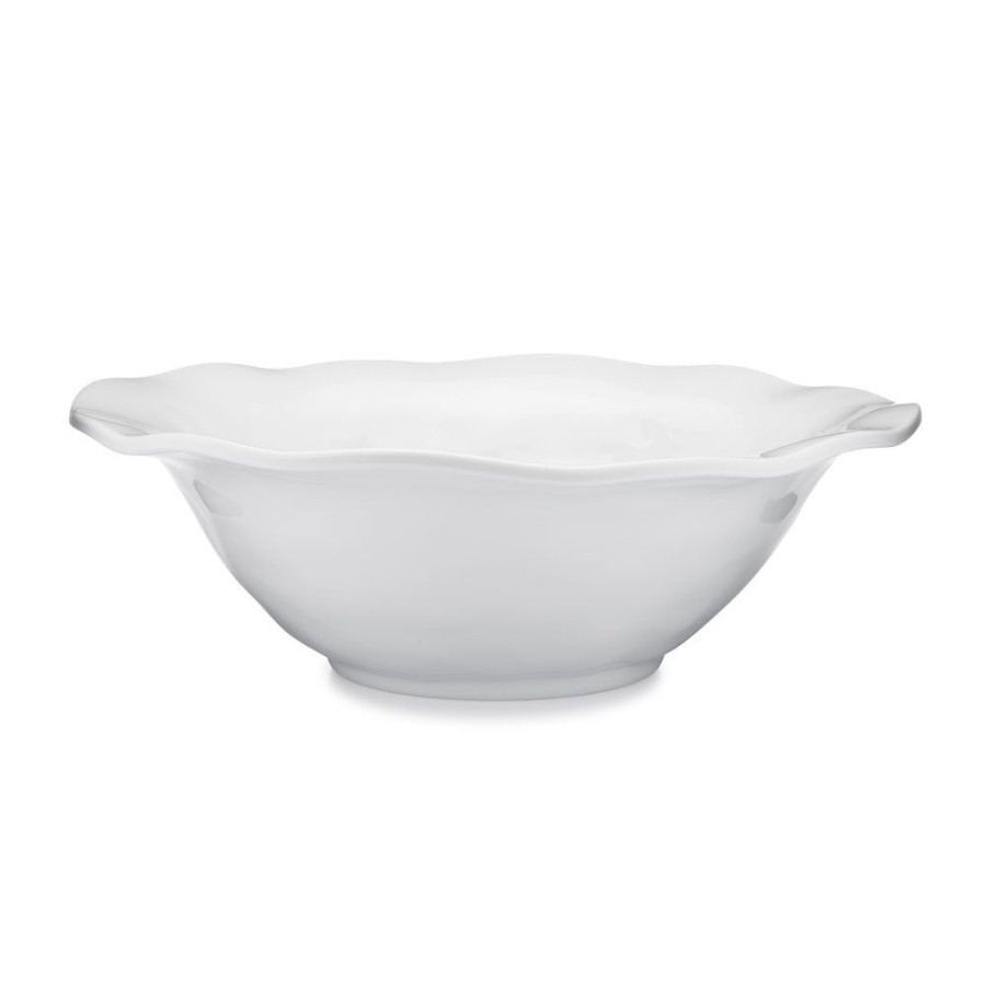 Serveware Q Squared | Ruffle White Melamine Round Serving Bowl