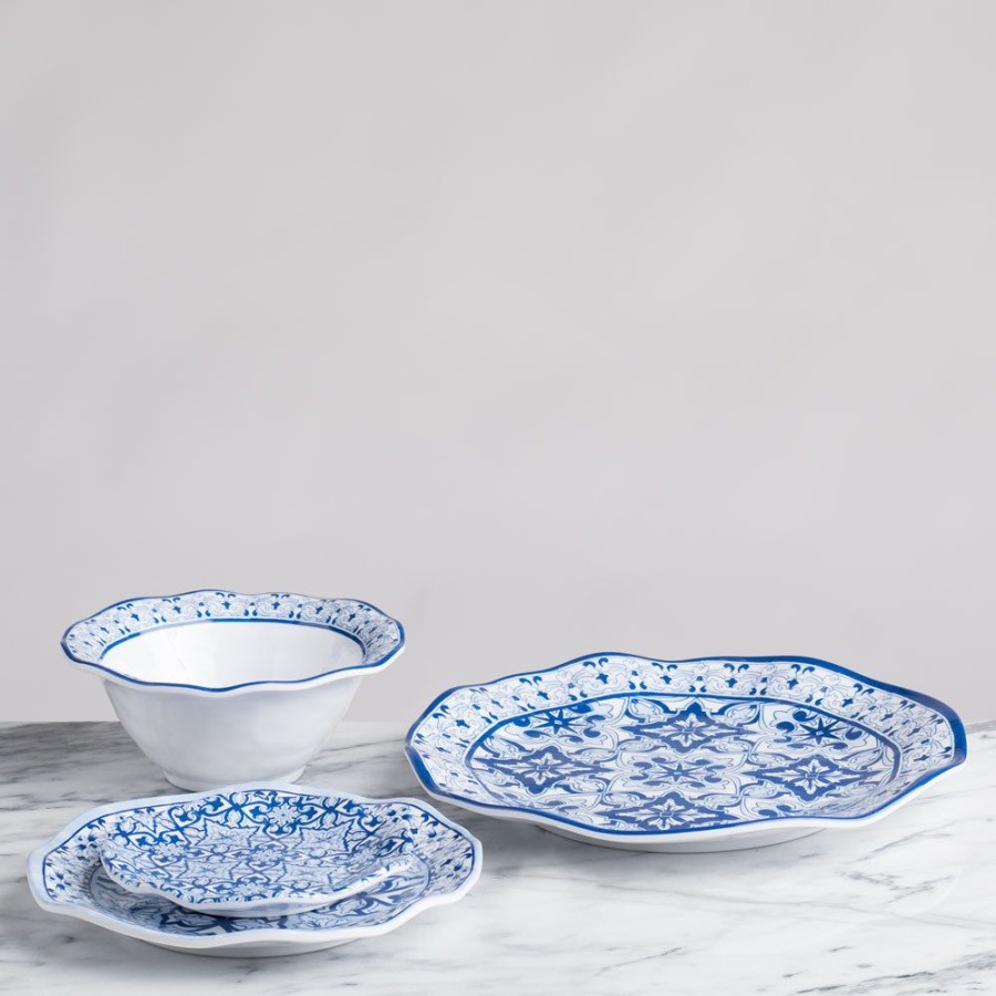 Sets & Gifts Q Squared | Talavera In Azul Blue Melamine 12Pc Dinnerware Set