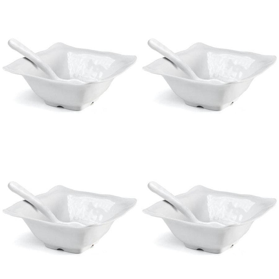 Sets & Gifts Q Squared | Ruffle White Melamine Square 8Pc Tasting Set