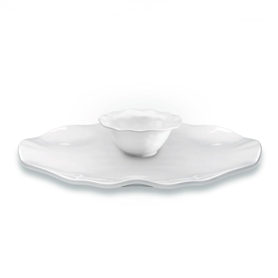 Serveware Q Squared | Ruffle White Melamine Round 2Pc Platter Serving Set