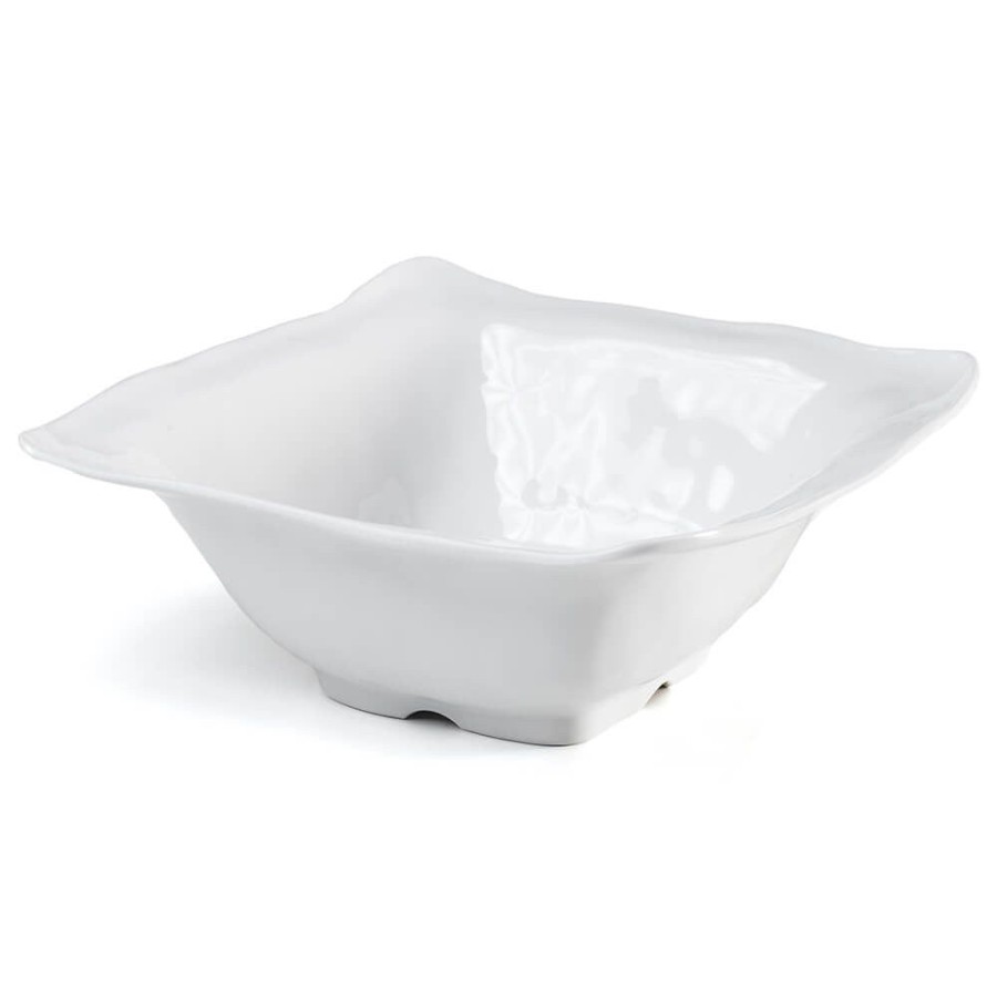 Serveware Q Squared | Ruffle White Melamine Square Serving Bowl