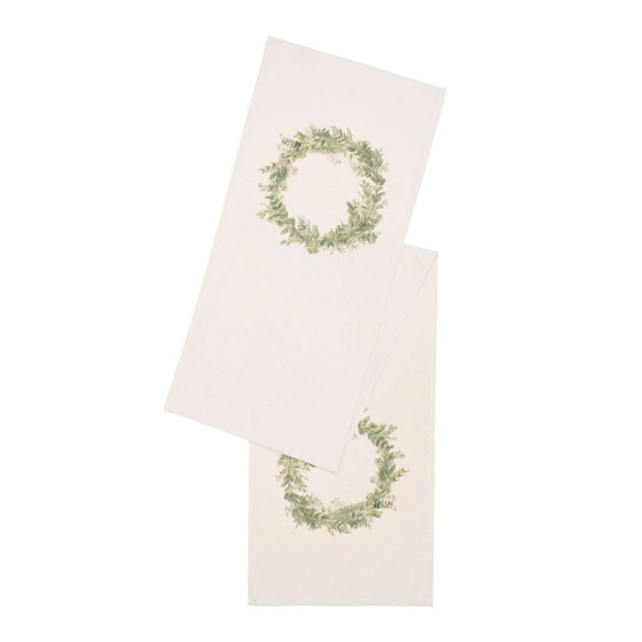 Placemats & Linens Q Squared | Floral Wreath Watercolor Table Runner