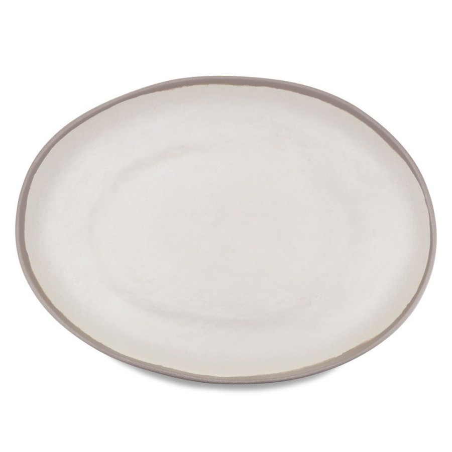 Serveware Q Squared | Potter Stone Gray Melaboo Oval Platter