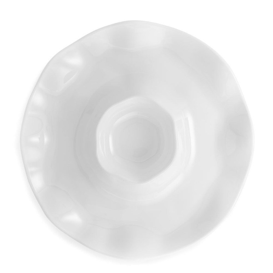 Serveware Q Squared | Ruffle White Melamine Chip & Dip Platter