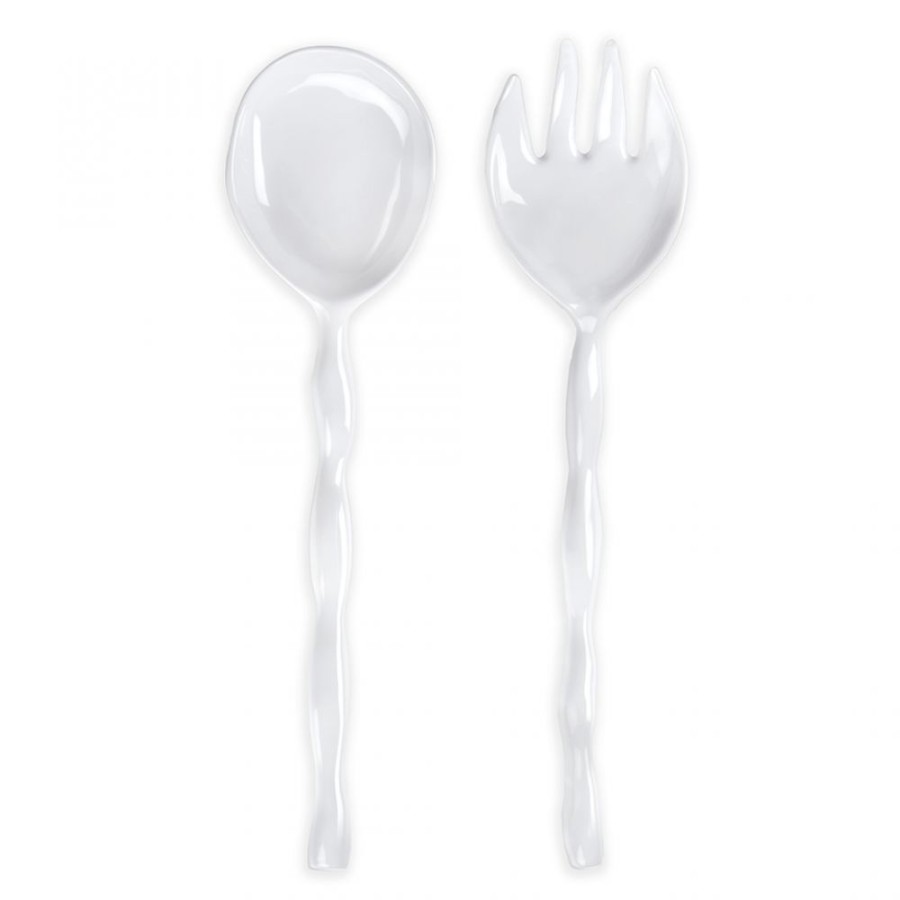 Sets & Gifts Q Squared | Ruffle White Melamine Salad Servers